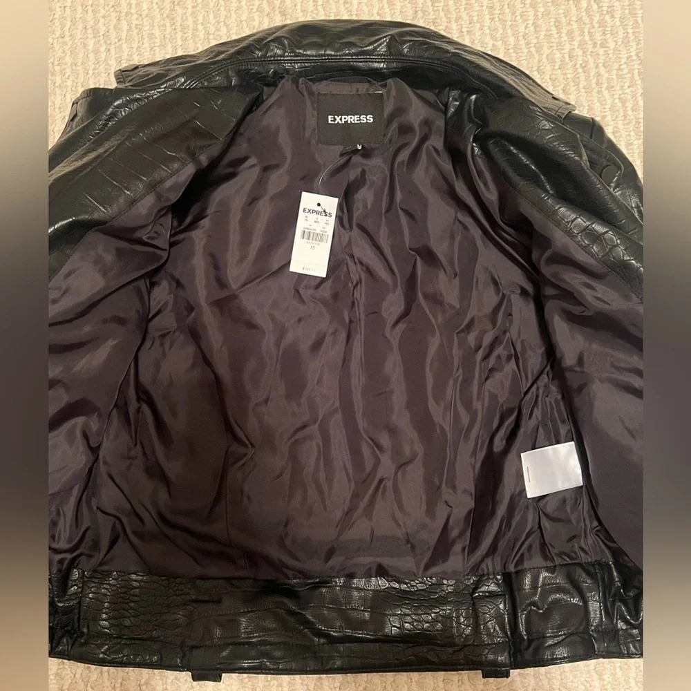 NWT Express Croc Faux Leather Jacket Size XS - Picture 5 of 8